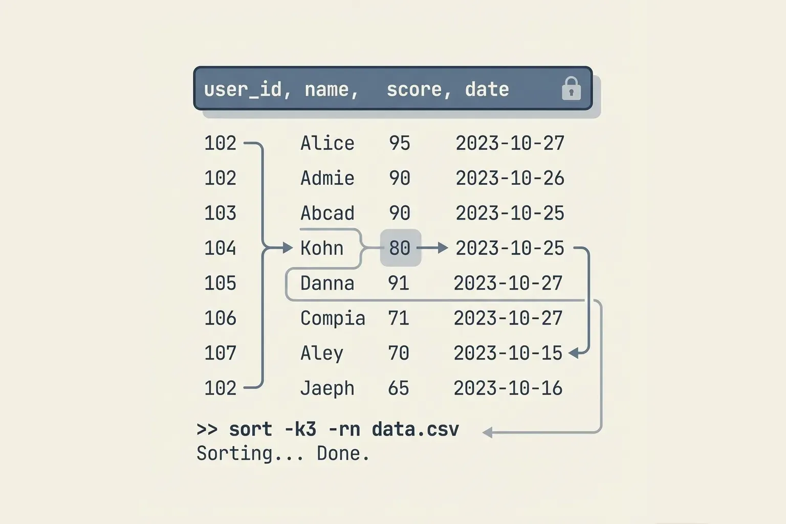 Sorting a CSV file preserving a header line