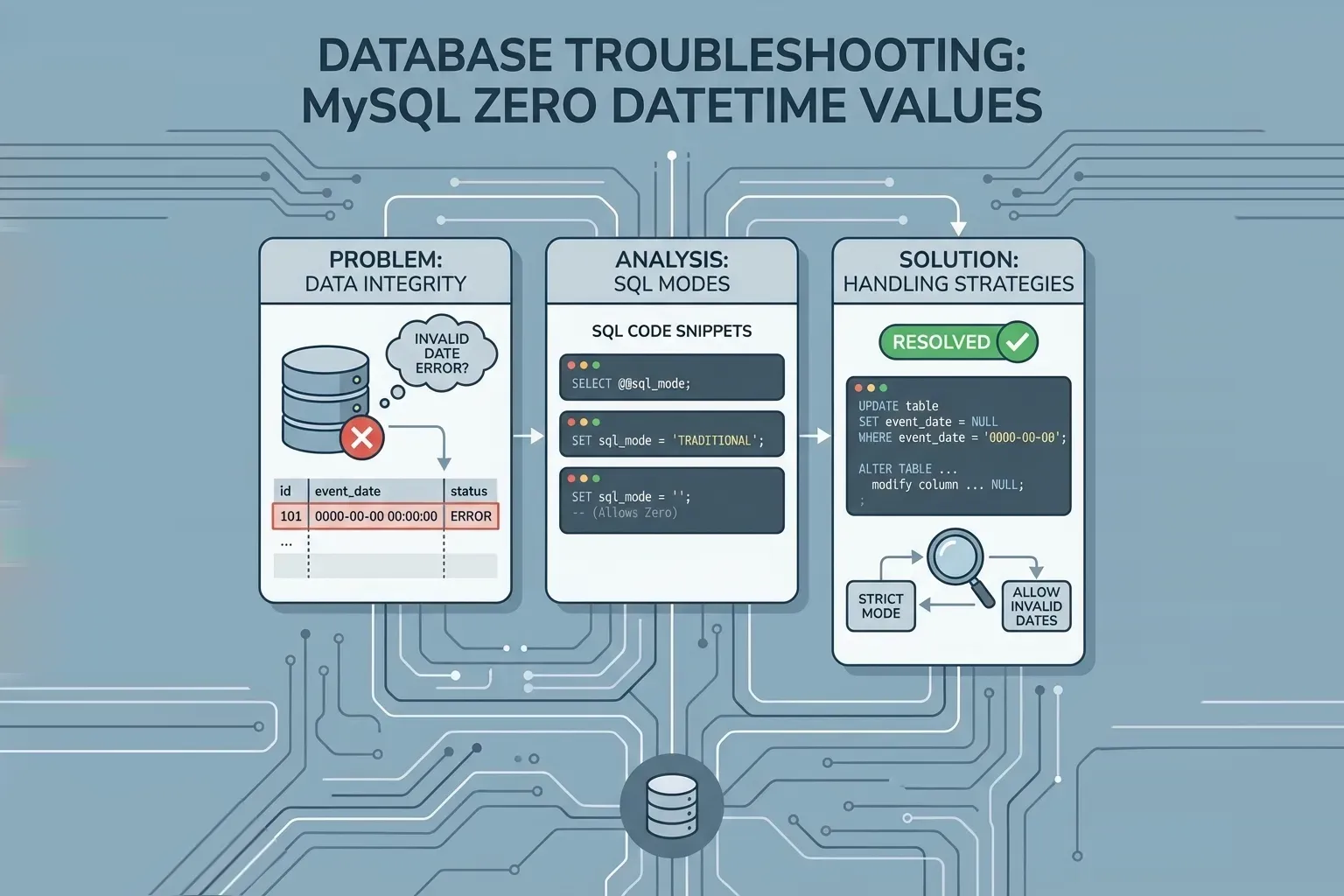 MySQL how to query and fix zero filled values in datetime columns