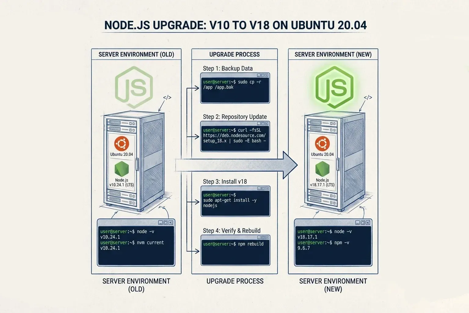 How to upgrade Node.js to 18 on Ubuntu 20.04 LTS
