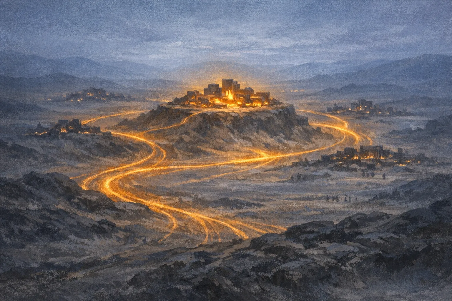 Abstract illustration of a small inner circle compounding advantage from exclusive access to frontier AI