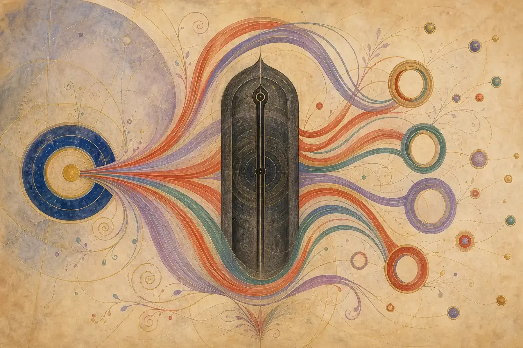 Abstract symbolic illustration of a controlled gateway being bypassed by many distributed open paths