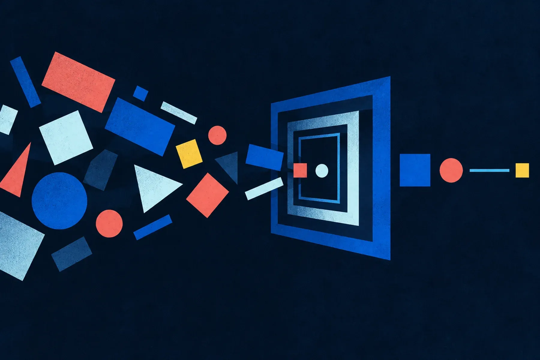 Abstract square frames admitting a few aligned shapes from many proposed changes